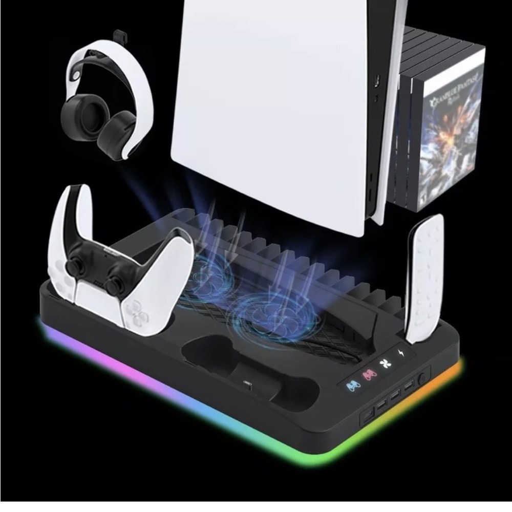 Multi-Function cooling and charging station for Ps5